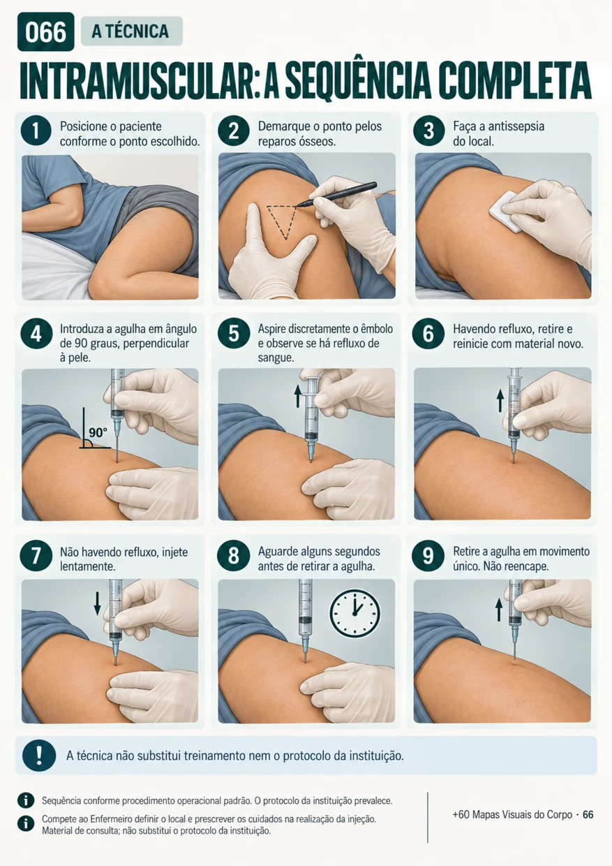 Sequência completa da aplicação intramuscular